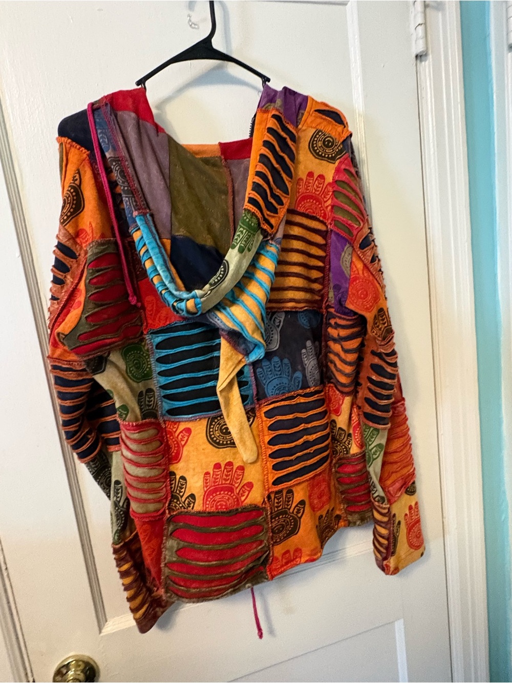Multicolor Boho Patchwork Hooded Jacket - Picture 3 of 4